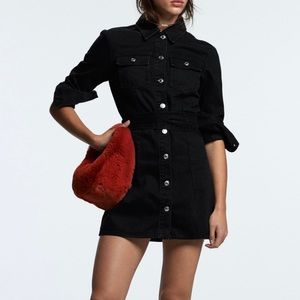 Zara Black Denim Long Sleeve Dress